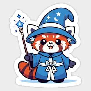 Enchanted Red Panda Wizard Sticker